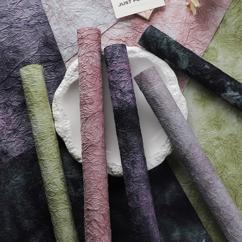 高级感多彩石纹包花纸手工肌理纸鲜花包装褶皱纸花店新款包花材料