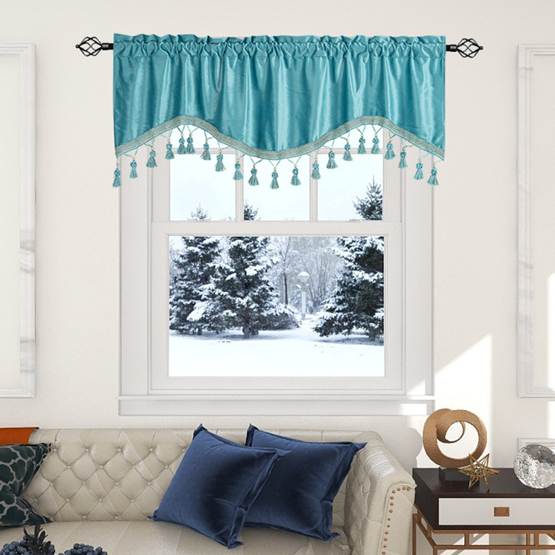 Factory direct flannel lace curtain wavy curtain finished small short curtain wear Rod curtain head foreign trade cross-border