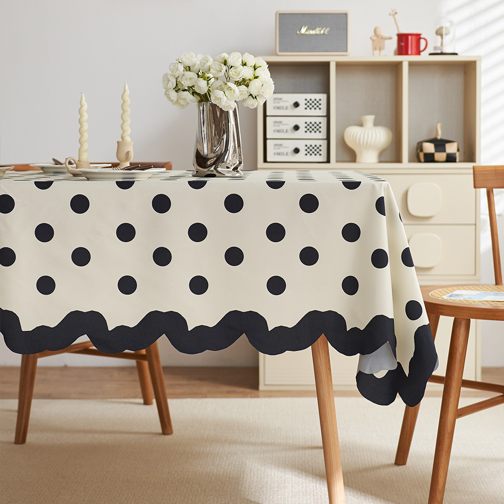 2025 Waterproof Irregular-Shaped Ins Cream-Style Tablecloth Heat-Resistant Dining Table Cloth Coffee Table Light Luxury Tablecloth Desktop Decorative Cloth