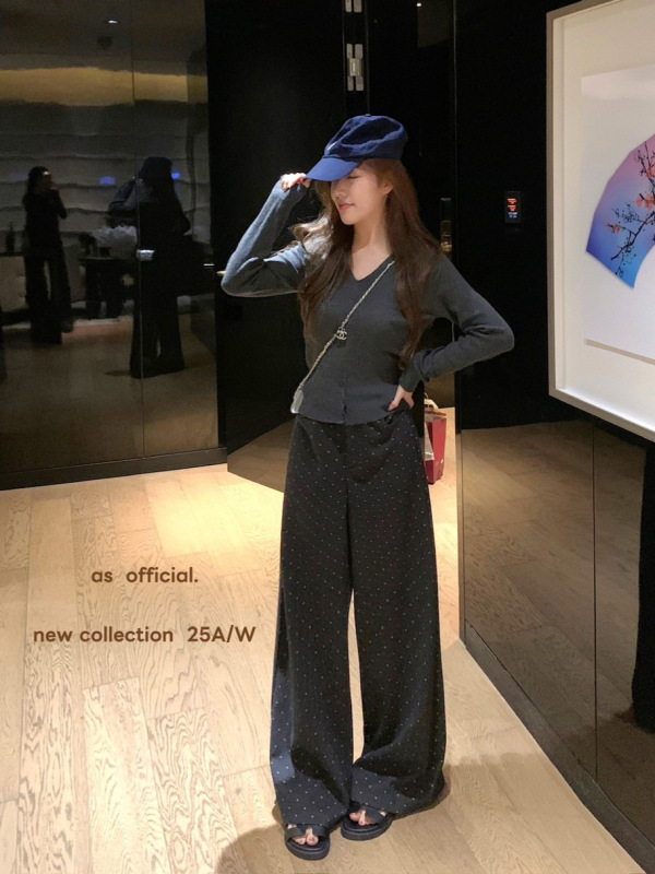 【FEI】韩版松弛感‌满印爱心直筒裤2025秋季百搭高腰长款休闲裤|undefined