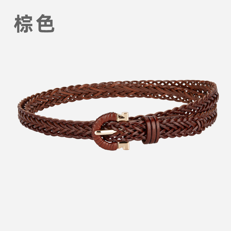 时尚韩版女士编织腰带免打孔复古百搭简约搭配休闲牛仔裤装饰皮带|undefined