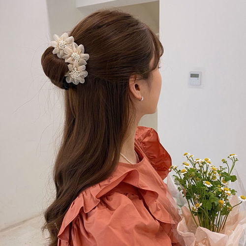  New Hair Dishwasher Women's Flower Ball Head Lazy Hair Dishwasher Artifact Internet Celebrity Pearl Korean Hair Accessories