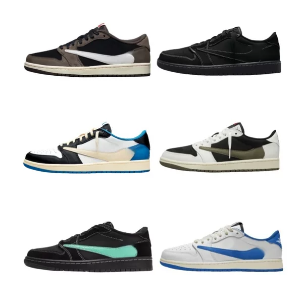 Cross-Border Original Aj1 Lightning Reverse Hook Black Warrior Mocha Sneakers for Men and Women Jordan 1 Low-Top Casual Shoes Sports Basketball Shoes