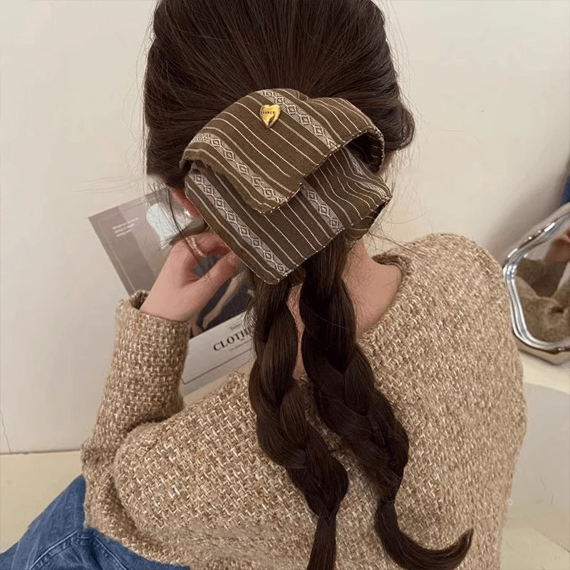 Francés punto de onda gris negro arco de bolas de cabello de bolas de cabello de alta elasticidad correa de cabello joyas de cabello