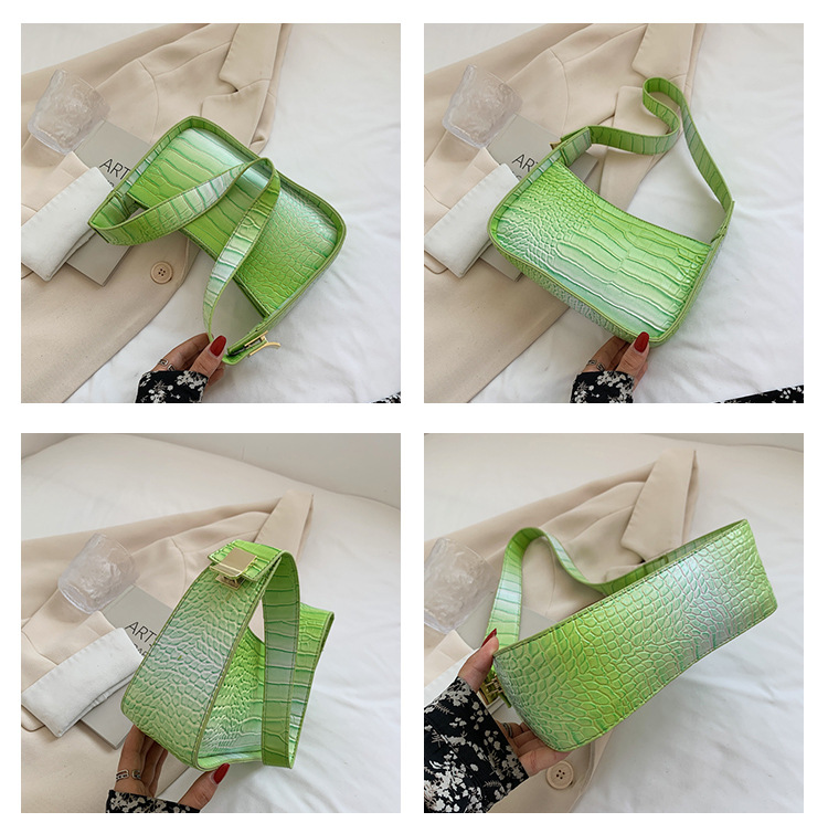 Wholesale Solid Color Crocodile Pattern Shoulder Underarm Bag Nihaojewelry display picture 1