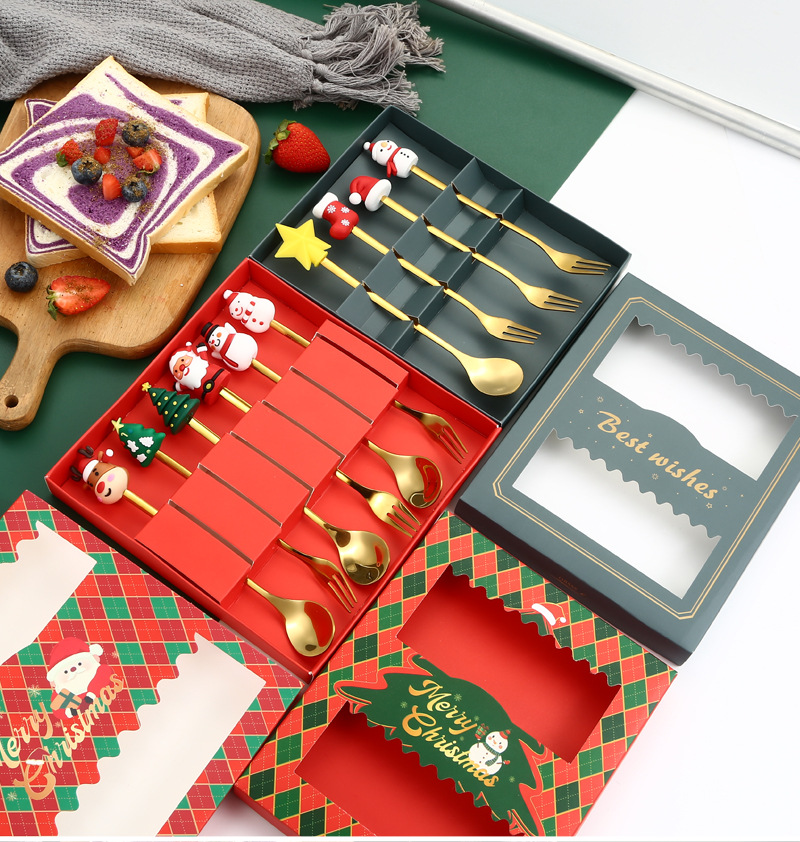 1 Set Quantity Festival Occasion 410 Stainless Steel Material Christmas Casual Vacation Letter 410 Stainless Steel Spoon 1 Set