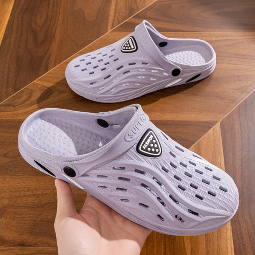 Men's Beach Sandals, Dual-Purpose Driving Slides, Soft Sole Men's Sandals with Head Cover, Summer Hole Shoes, Street Vendor Shoes, Dropshipping One Piece