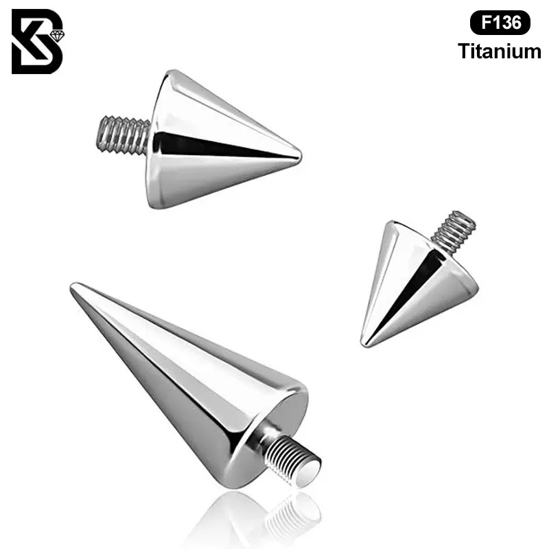 F136钛合金螺纹尖锥唇钉鼻钉恶魔钉耳骨钉外牙尖锥头耳钉穿刺饰品