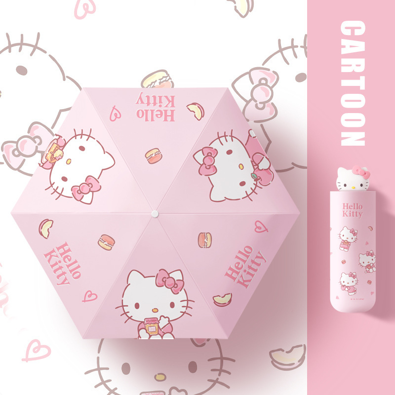 Authentic Hello Kitty Umbrella Cute Rain or Shine Sun Protection Umbrella Women's Sanrio Hello Kitty Sun Umbrella
