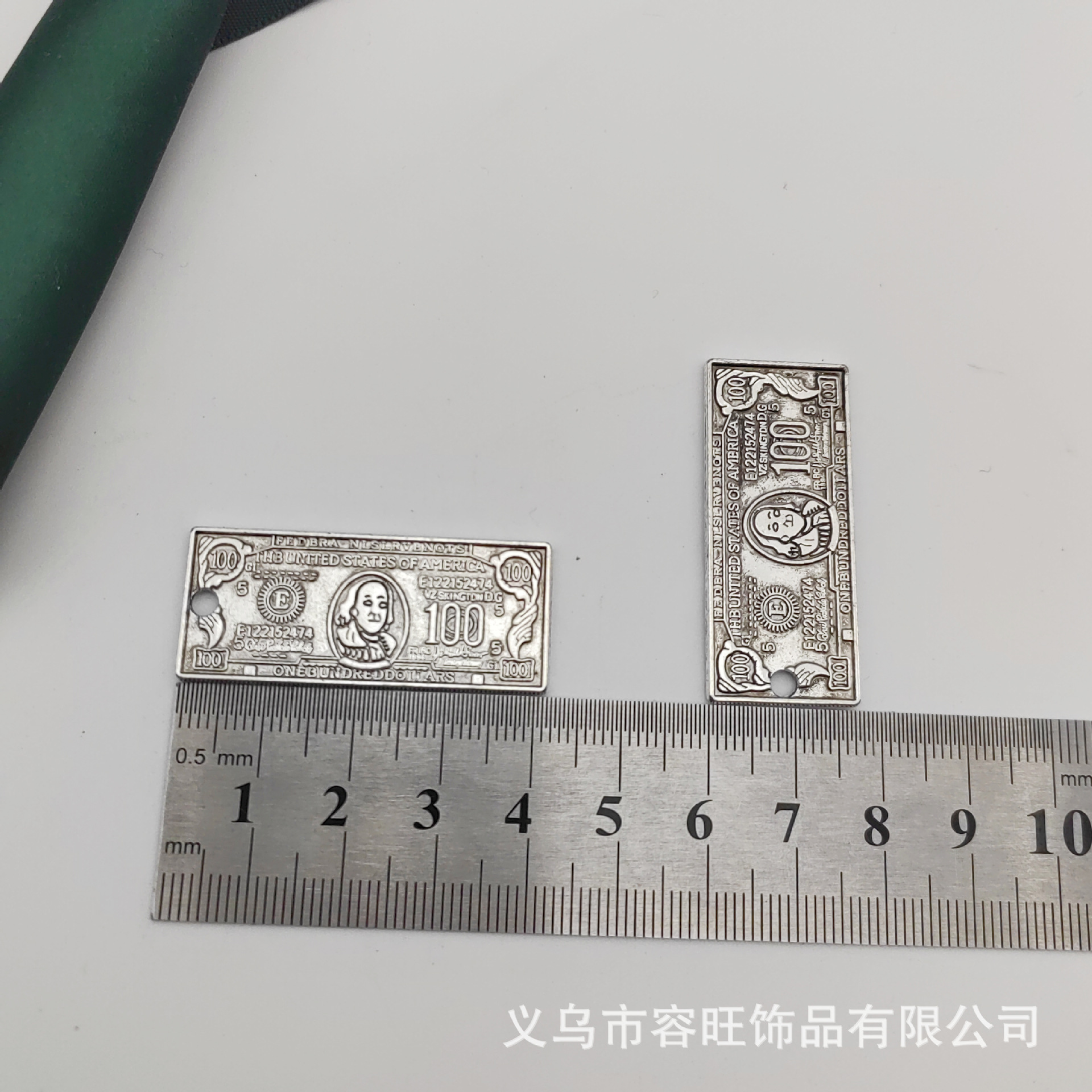 欧美货币 DIY饰品配件18*42mm美元美金方形个性项链挂牌 钥匙挂件