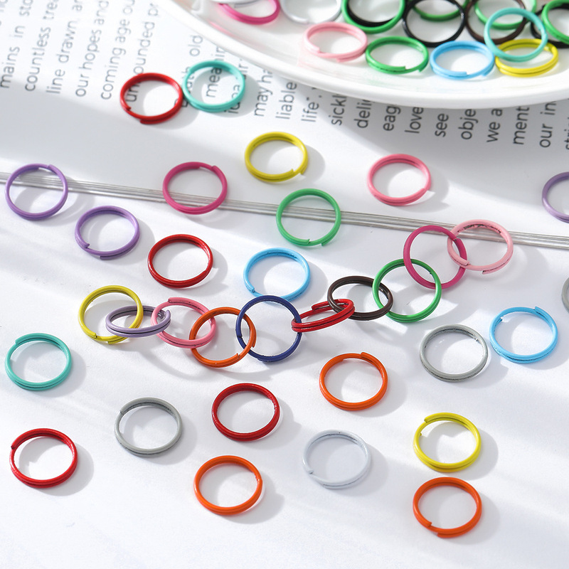 8/10mm paint color opening double ring iron jewelry connection ring diy beaded finishing key ring pendant accessories