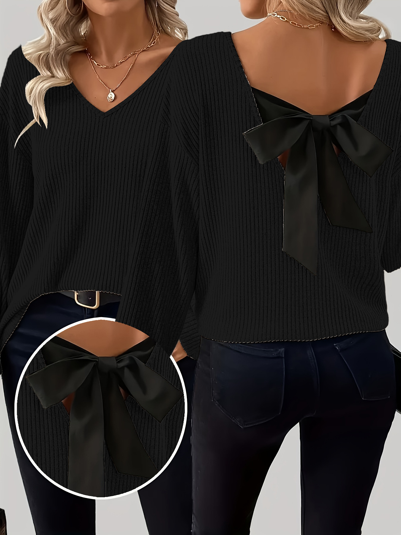 TAYLOR™ Women's Casual Loose Fit T-Shirt Back Bow Design