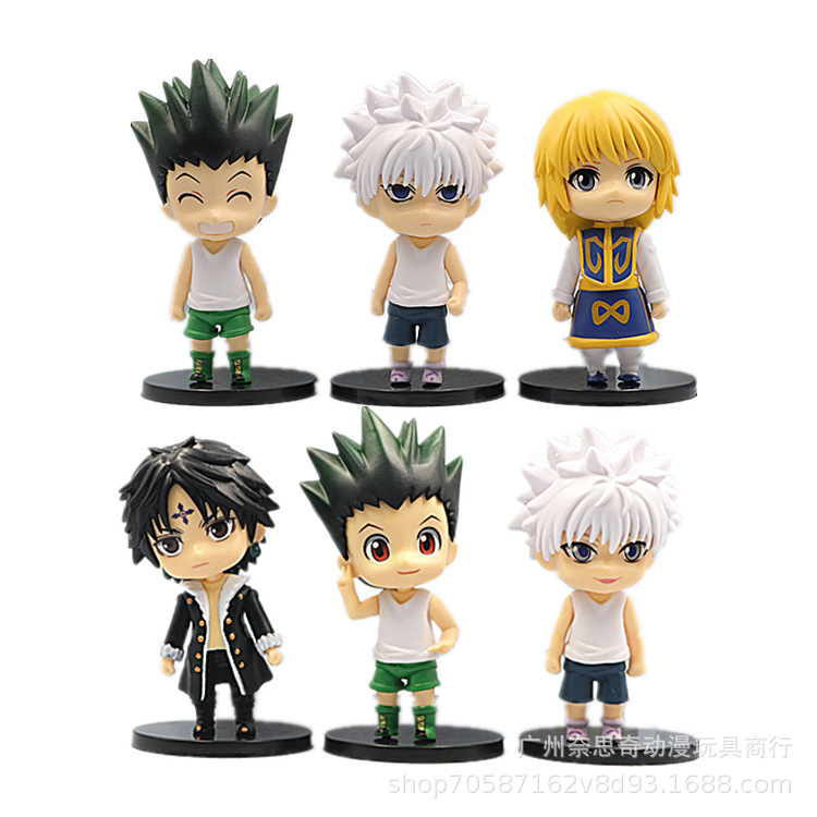 6 Q Version Full-Time Hunter Figures,杰富力 Mite Dolls, Toy Claw Machines, Gashapon Doll Model Ornaments