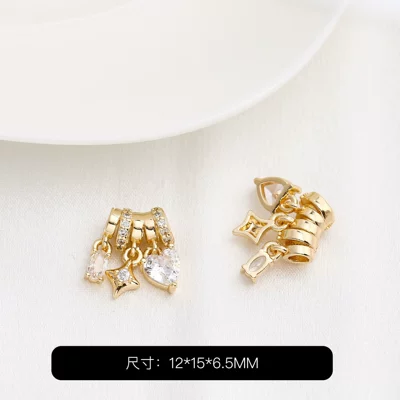 14K Gold-Plated Zircon Star Zərgərlik ara hissələri - champagne-color