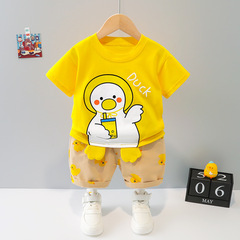 Children's unisex korean style thin short sleeve set for babies, new fashion trendy casual shorts two piece set for wholesale distribution