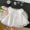 Brand summer children's small princess costume for early age, cotton lace skirt, 0-4 years, with short sleeve