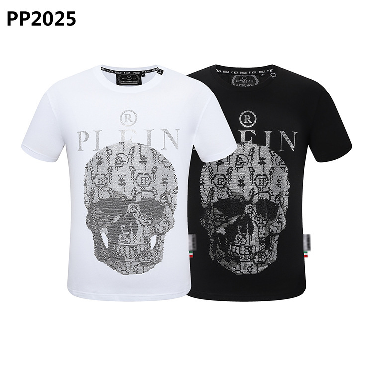 European and American Trendy Brand Philip Pule Summer Pp Men's Short-Sleeved Skull Hot Diamond Cotton T-Shirt Dropshipping Hot Diamond