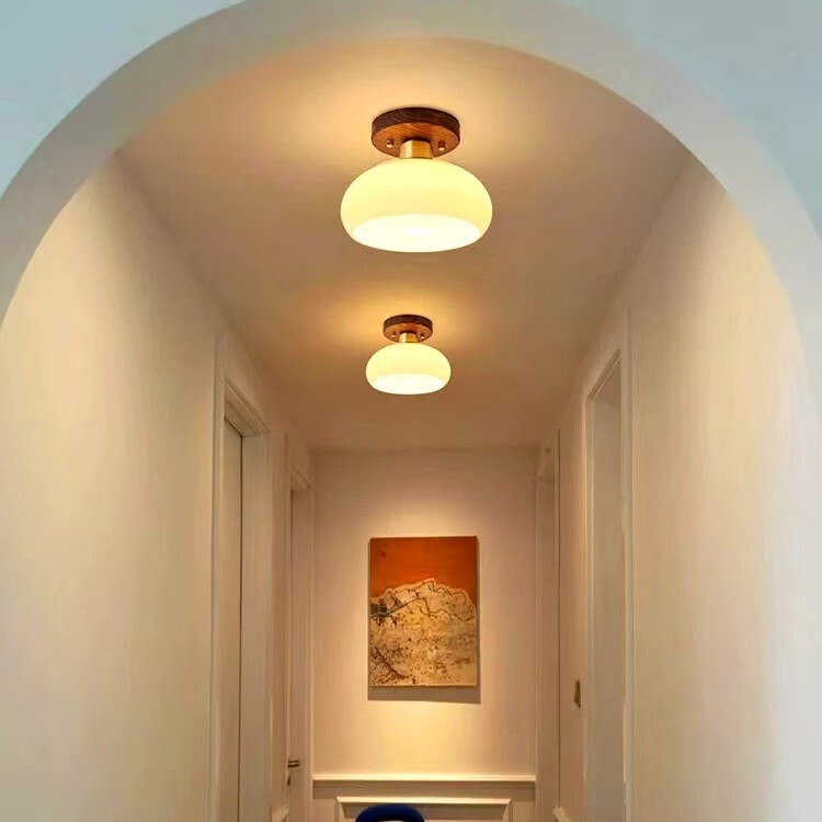 Aisle Light Corridor Light Chinese Style Retro Entrance Ceiling Light Simple Creative Walnut Silent Style Entrance Lights