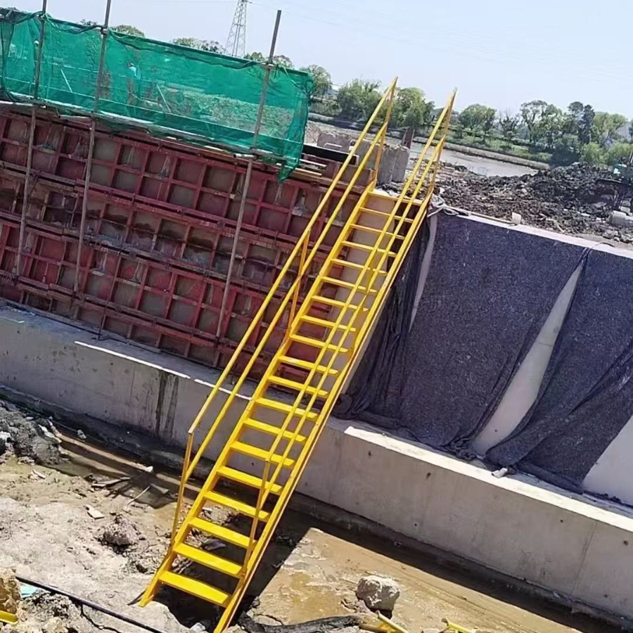 上下楼梯建筑施工钢扶梯基坑直梯双侧扶手登高梯带扶手深坑梯