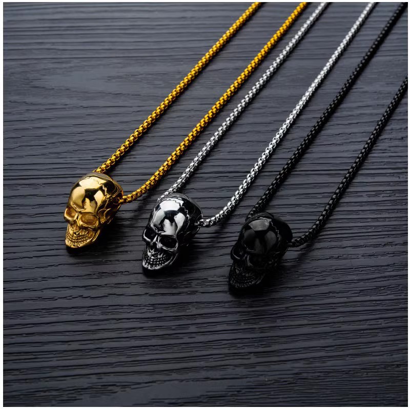 Collana con teschio di personalità per coppie, acciaio inossidabile alla moda, trendy, punk personalizzato, accessori hip-hop, regalo di Halloween_voghion.com