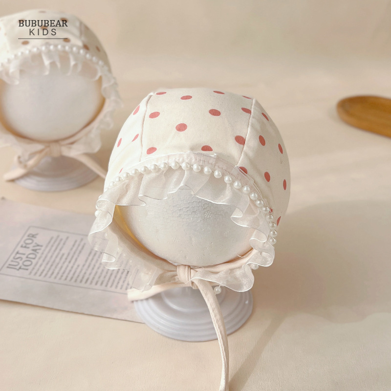 Sombrero de bebé de primavera y otoño princesa delgada gorro de oído de aire extranjero bebé primavera y verano encaje sombrero de corte pequeño mes sombrero de embarazo