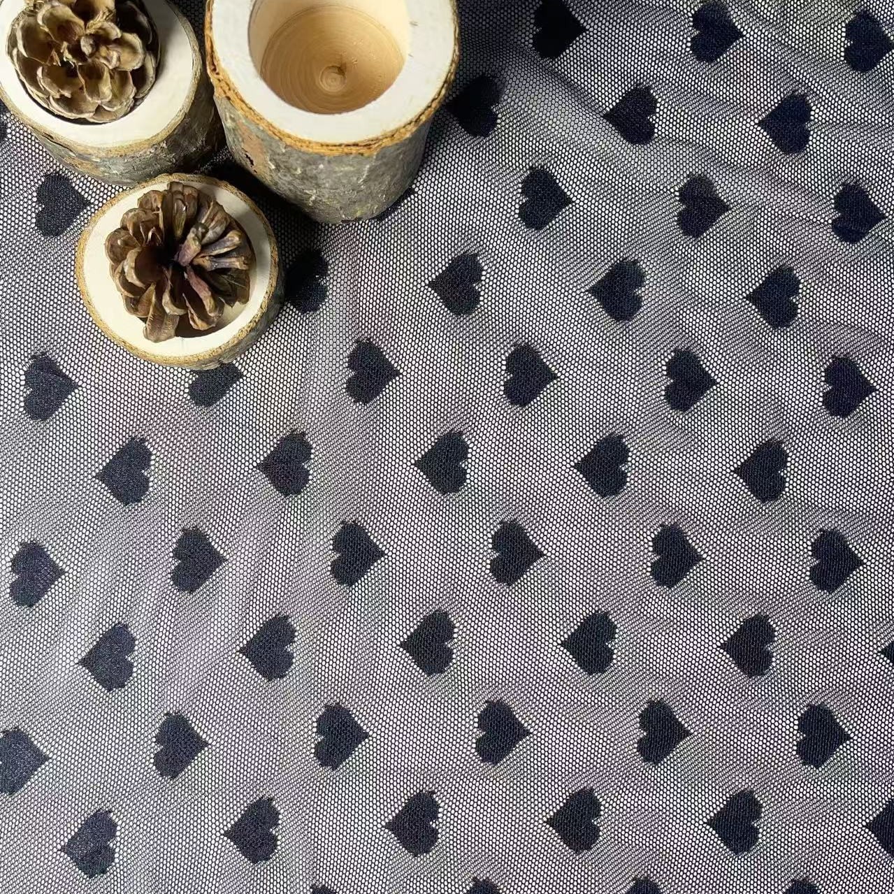 弹力爱心蕾丝布料镂空网眼布提花蕾丝面料女装连衣裙服装辅料