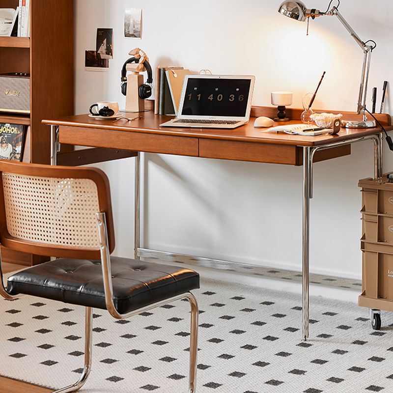 Retro Solid Wood Desk, Antique Style Study Desk, Home Desktop Computer Desk, Living Room Work with Drawer