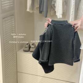 男女童秋季套装2025新款韩版男女童洋气毛呢马甲条纹T恤束脚裤潮
