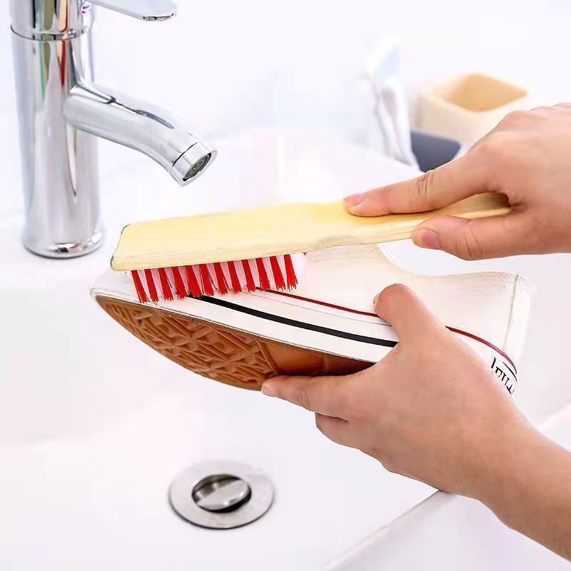 Thickened Natural Bamboo Shoe Brush Laundry Brush Long Handle Hard Plastic Bamboo Shoe Brush Household Multifunctional Cleaning Brush Large Paddle Brush