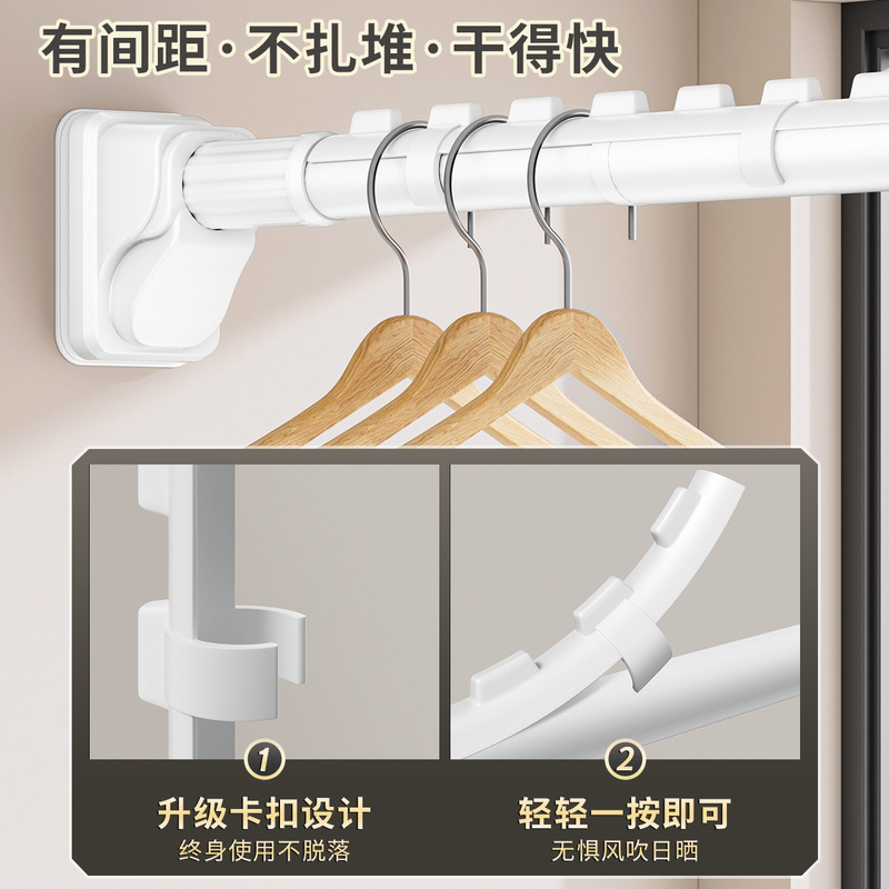 一键拉伸免打孔伸缩晾衣杆可调节不锈钢晾衣杆家用衣柜伸缩杆撑杆|undefined