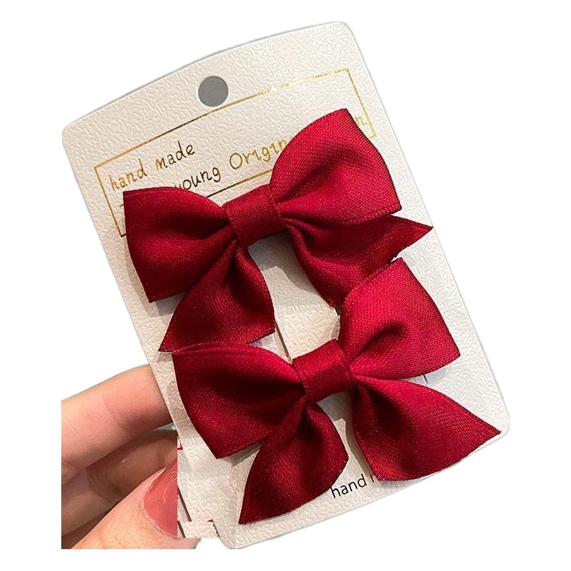 Children's Red Bow Hair Clip 2026 New Style Cute and Delicate Imitation Summer Hair Accessory for Girls, Side Hairpin for Little Princesses