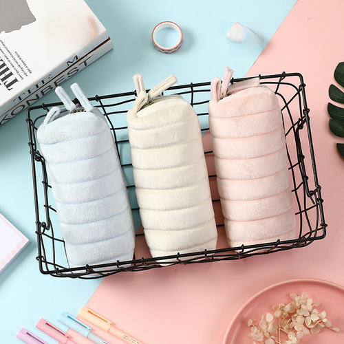 Fresh Japanese-style Ins cloud bread, fluffy multi-layer pen bag, minimalist large capacity girls' stationery bag, wholesale