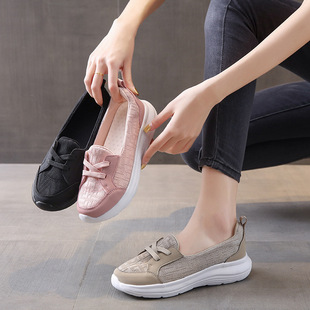 Slip-On Slip-Ons, Cross-Border Four-Season Casual Women's Shoes, 2024 New Mother's Shoes, Low-Top Flats-Soled Walking Shoes