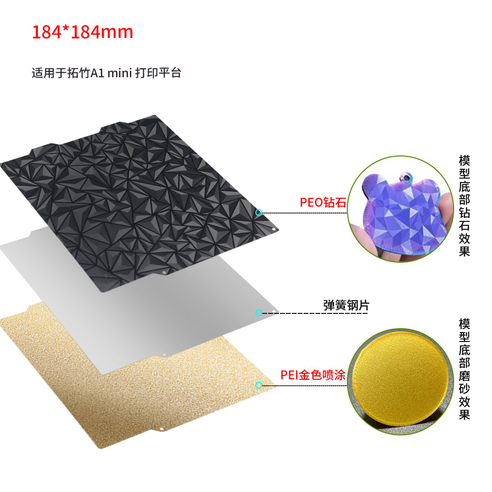 Tuo bambú A1 mini pulverización de doble cara PEI resorte magnético placa de acero PET/PEO/PEY película plataforma de cama caliente