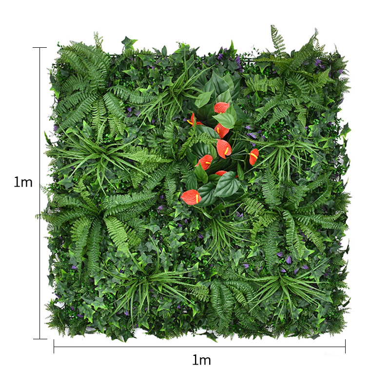 Césped artificial decorativo – Plantas y flores falsas de plástico para pared y fondo, resistente al sol