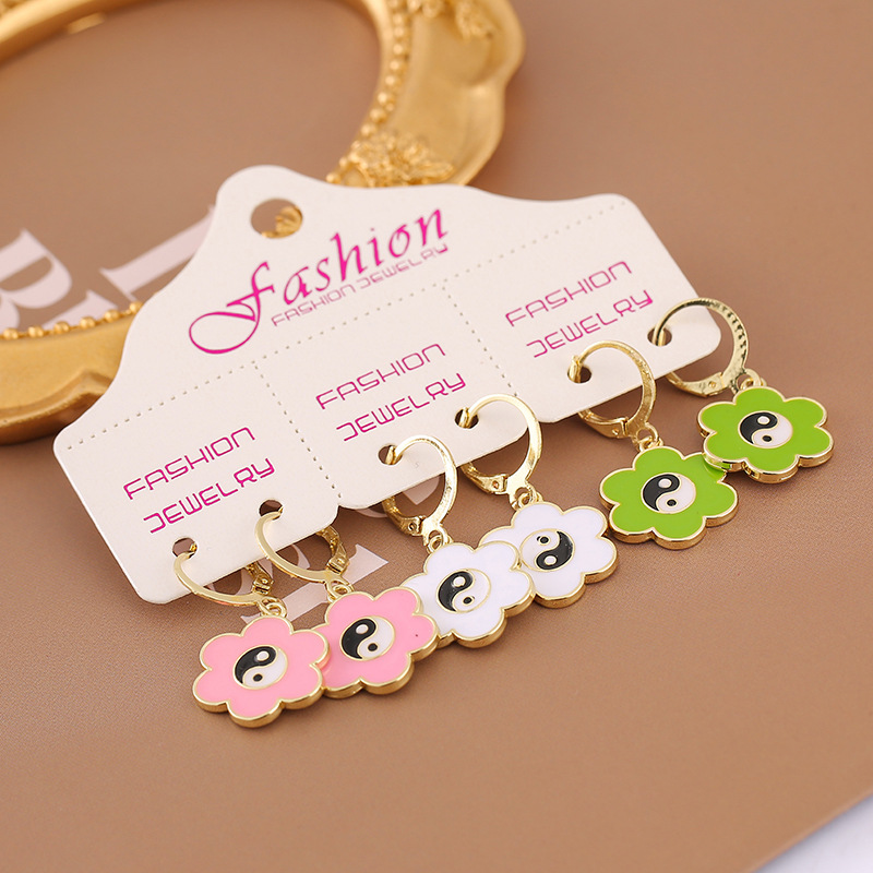 1 Set Fashion Flower Alloy Enamel Womenu0027S Dangling Earrings
