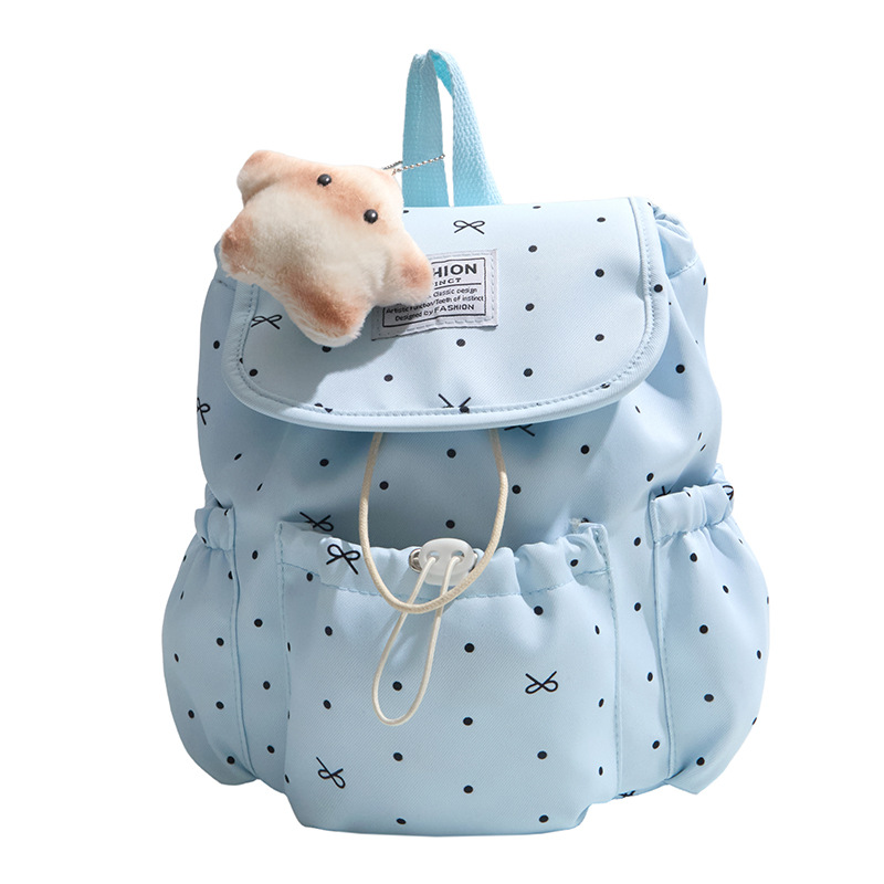 Mochila de la atmósfera pequeña onda punto arco de cuerda de dibujo simple mochila de viajes de viajes de viajes de la universidad pequeña mochila de mujeres