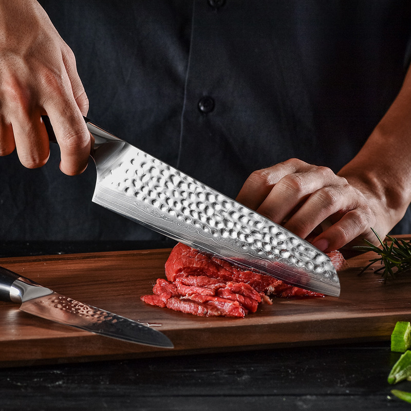 Cuchillo de martillo de oliva forjado de Damasco de cinco piezas cuchillo de cocina cuchillo de cocinero combinación de cuchillo transfronterizo generación