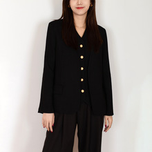 芳法拉 2023春秋十三行批发新款设计师黑色外套女士休闲西服套装