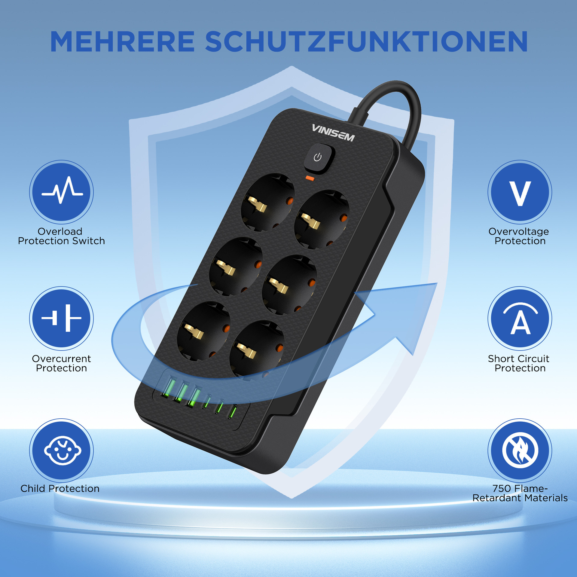 Socket multi-pozo con conector de fila transfronteriza USB tipo C