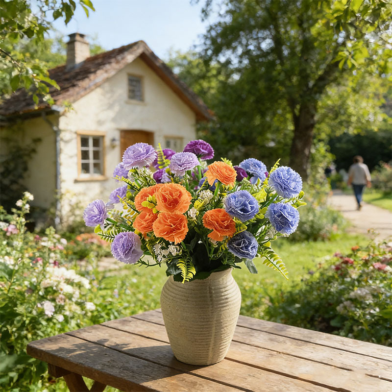 7 flores de claveles simuladas regalo del día de la madre del día del maestro decoración de bodas para el hogar props de disparo flores falsas