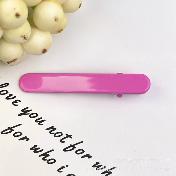 Thin 6cm glossy metal clip in rose red