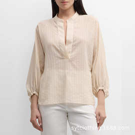 定制蕾丝衫 鬆弛感上衣女 歐美ins女裝OEM 女装定制厂家支持定制