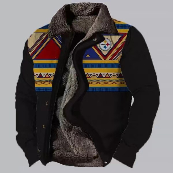 Cross-border en stock bolsillo de costura lateral engrosada casual cremallera suelta Lobo marrón Chaqueta de algodón de manga larga para hombres jóvenes