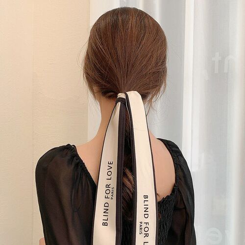 Silk scarf headband for women to tie hair and Internet celebrity 2024 new summer thin style French super fairy headband streamer ribbon headdress