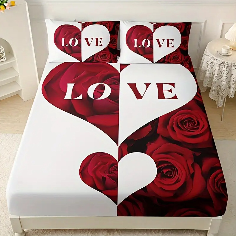 TEMU / JIT mattress mattress set Rose Love 3D digital impreso ropa de cama para diseñar