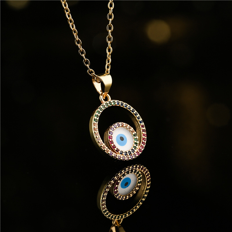 fashion Copper microinlaid color zirconium round devils eye oil drop necklacepicture3