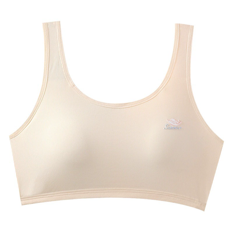 Бюстгальтер для девочек из ледяного шелка, развивающий бюстгальтер для младших школьников, нижнее белье с фиксированными чашками, Женский Топ старшего возраста, Подростковый Топ без рукавов, летний