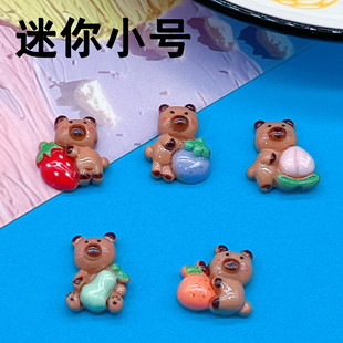 Mini small size Fruit Series Capibala Nail Hairpin Refrigerator Sticker DIY Toy Material Resin Accessories