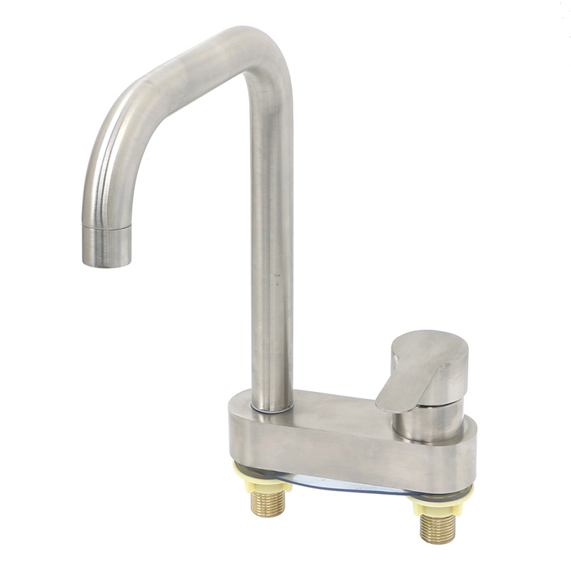 Lavabo de acero inoxidable cuenca hogar válvula mezcladora baño doble agujero lavabo caliente y fría grifo lavabo fabricante